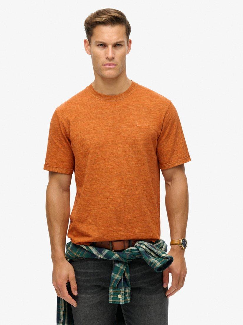 Product image 1 of 6, which shows Superdry Over-Dyed Slub Marl T-Shirt, Denver Orange, S