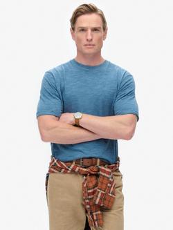 Superdry Over-Dyed Slub Marl T-Shirt, Moonlight Blue, Moonlight Blue