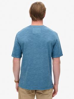 Superdry Over-Dyed Slub Marl T-Shirt, Moonlight Blue - view 2, Moonlight Blue