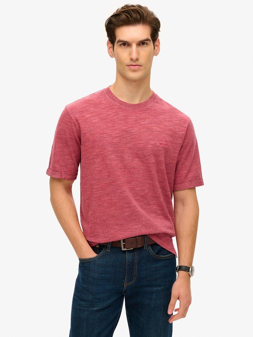 Product image 1 of 4, which shows Superdry Over-Dyed Slub Marl T-Shirt, Soft Grey, S