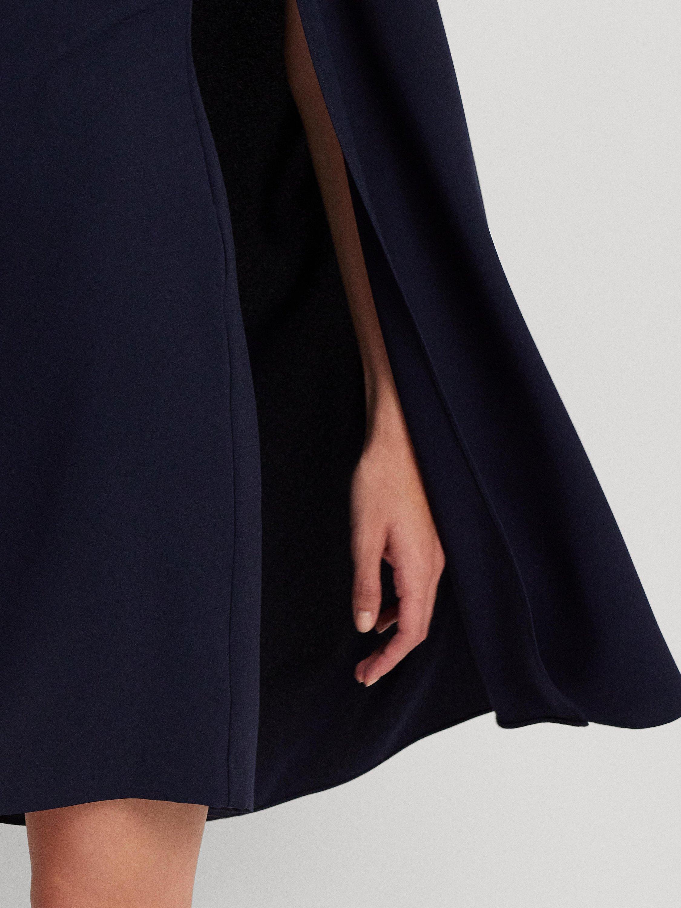 Product image 5 of 6, which shows Ralph Lauren Petra Cape Georgette Cocktail Mini Dress, Lighthouse Navy, 8