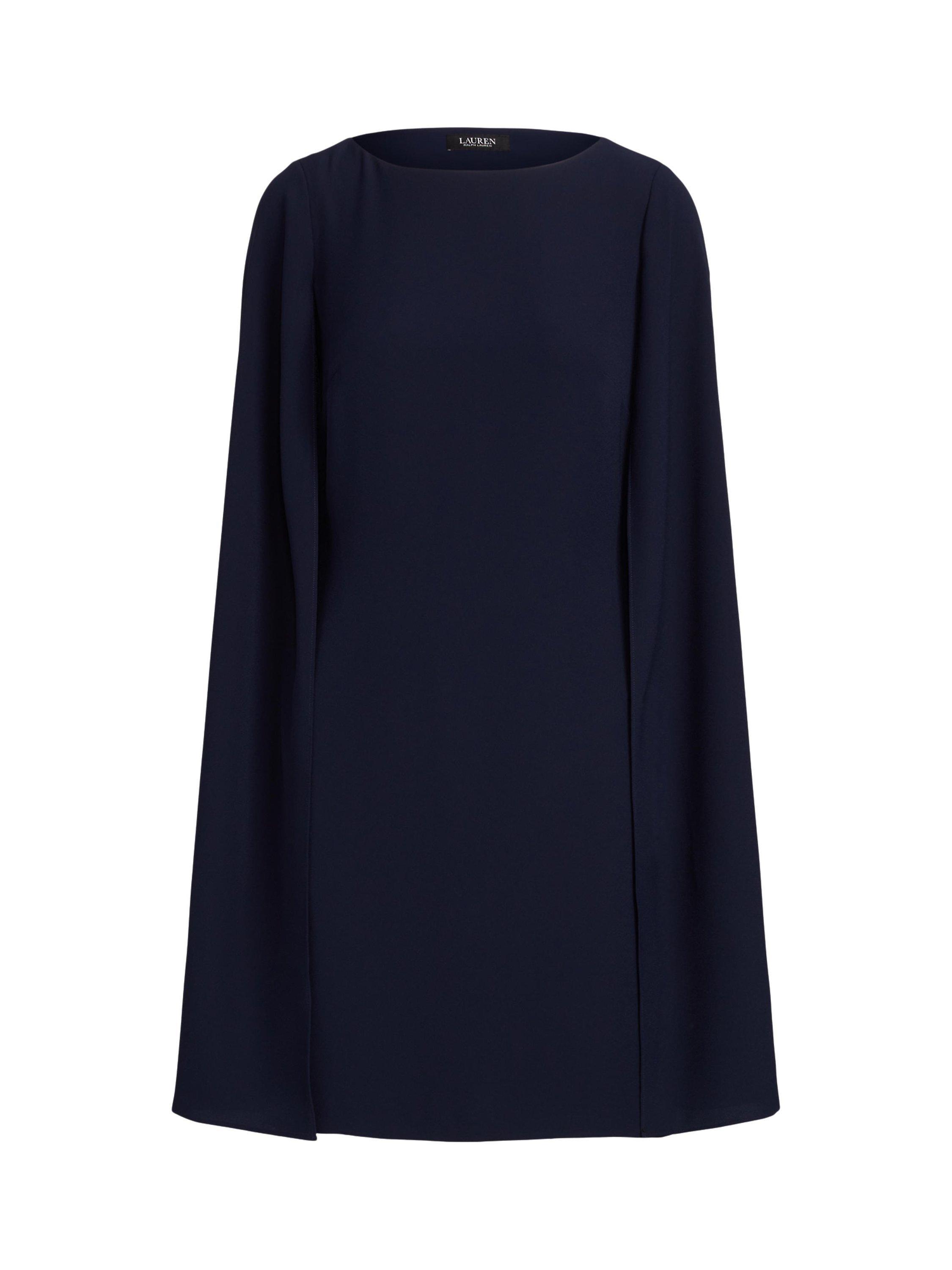 Product image 6 of 6, which shows Ralph Lauren Petra Cape Georgette Cocktail Mini Dress, Lighthouse Navy, 8