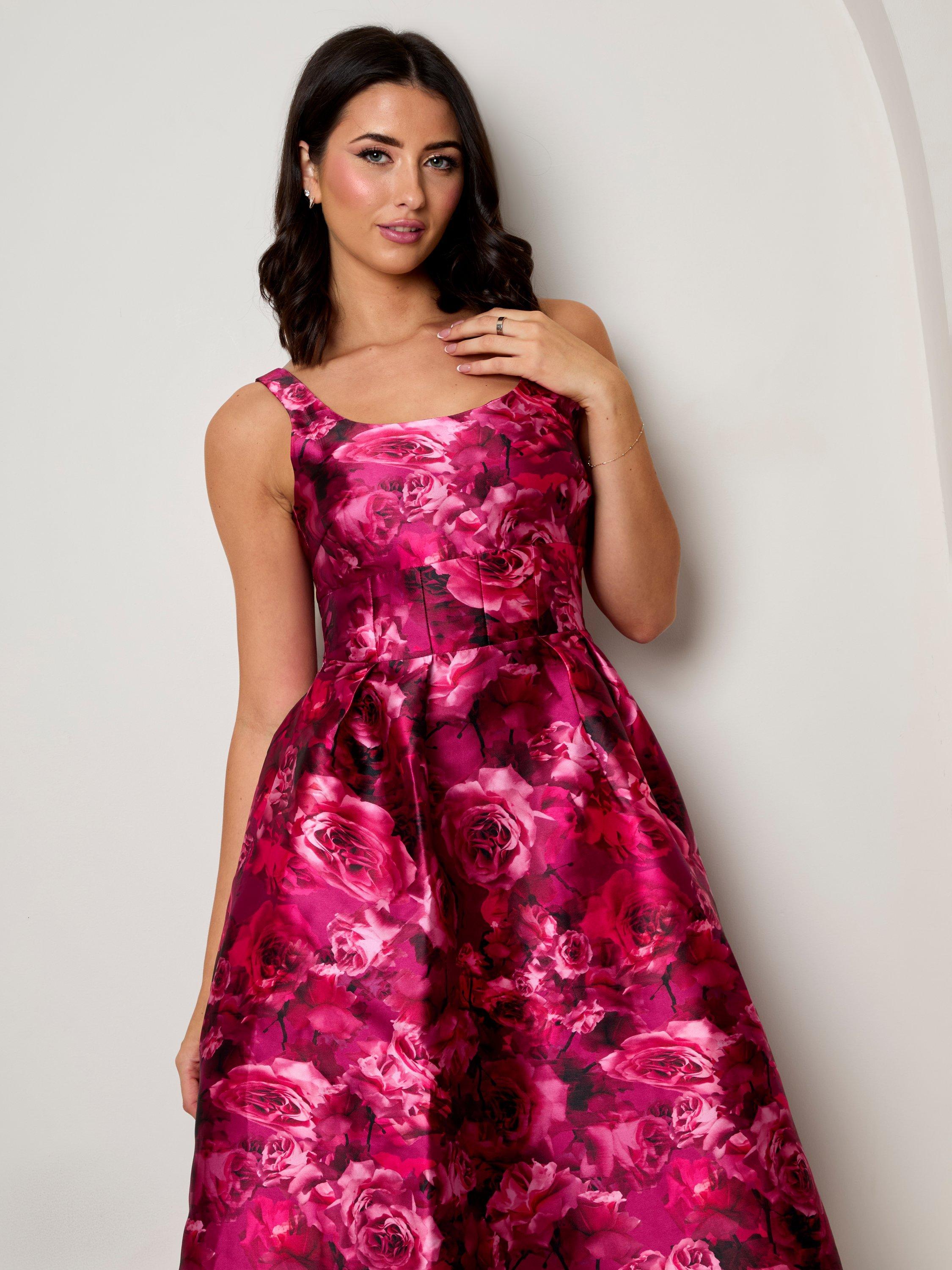 Product image 1 of 4, which shows Chi Chi London Floral Dress, Purple, 6