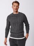 Aubin Woodhall Wool Crew Cable Knit Jumper, Charcoal