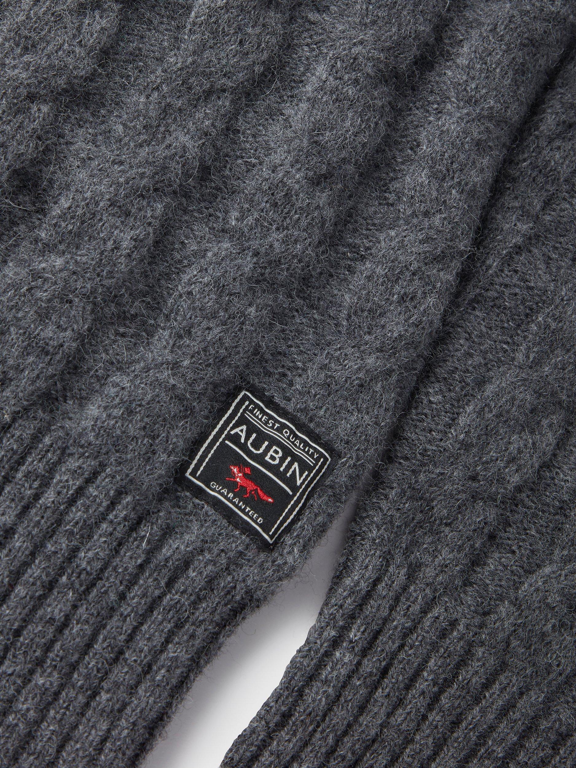 Product image 6 of 7, which shows Aubin Woodhall Wool Crew Cable Knit Jumper, Charcoal, L
