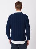 Aubin Woodhall Wool Crew Cable Knit Jumper, Navy