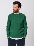 Aubin Woodhall Wool Crew Cable Knit Jumper, Green