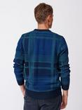 Aubin Mumby Check Merino Cashmere Blend Crew Jumper, Navy