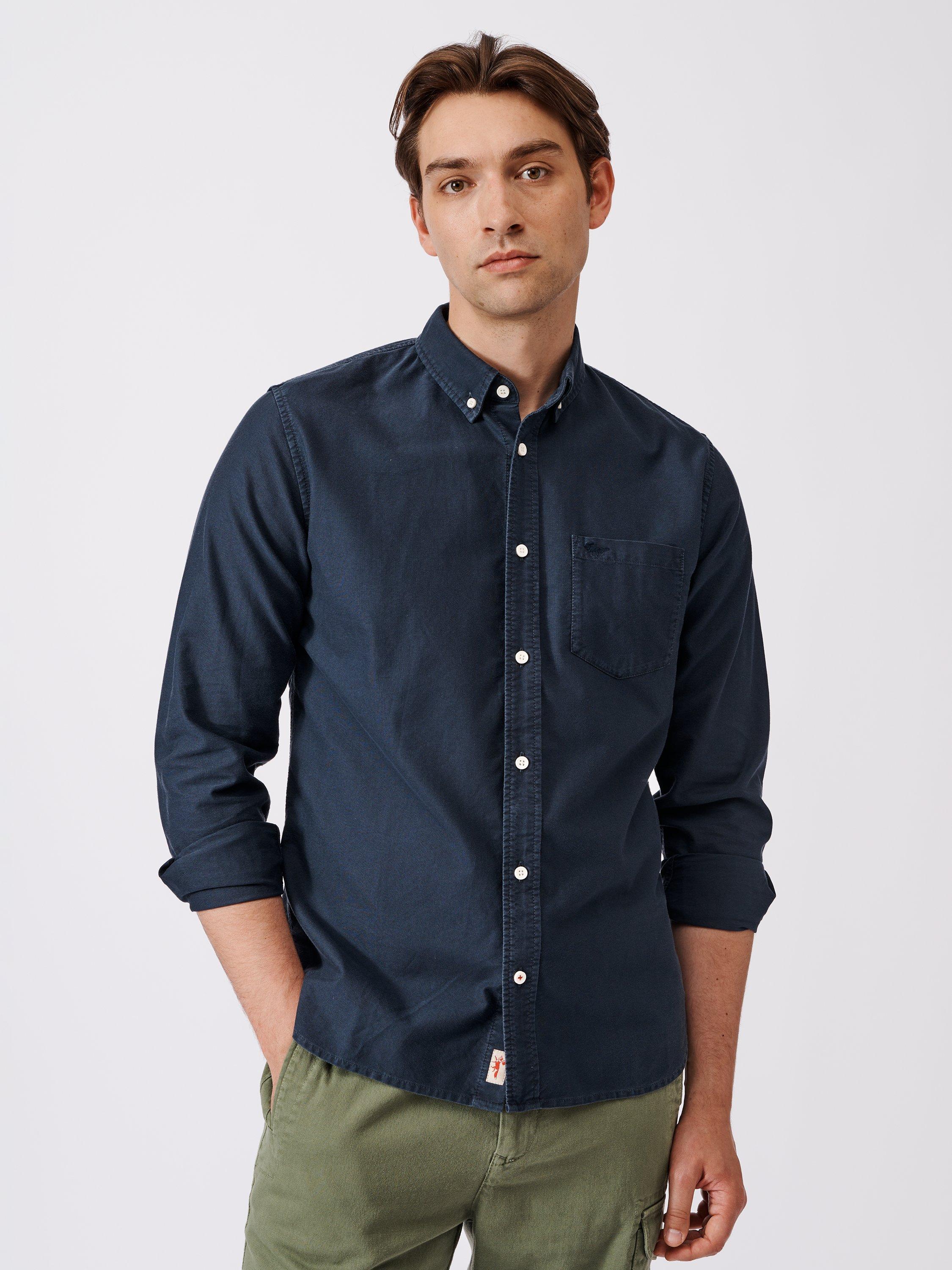 Product image 1 of 7, which shows Aubin Aldridge Oxford Cotton Button Down Shirt, Washed Navy, S