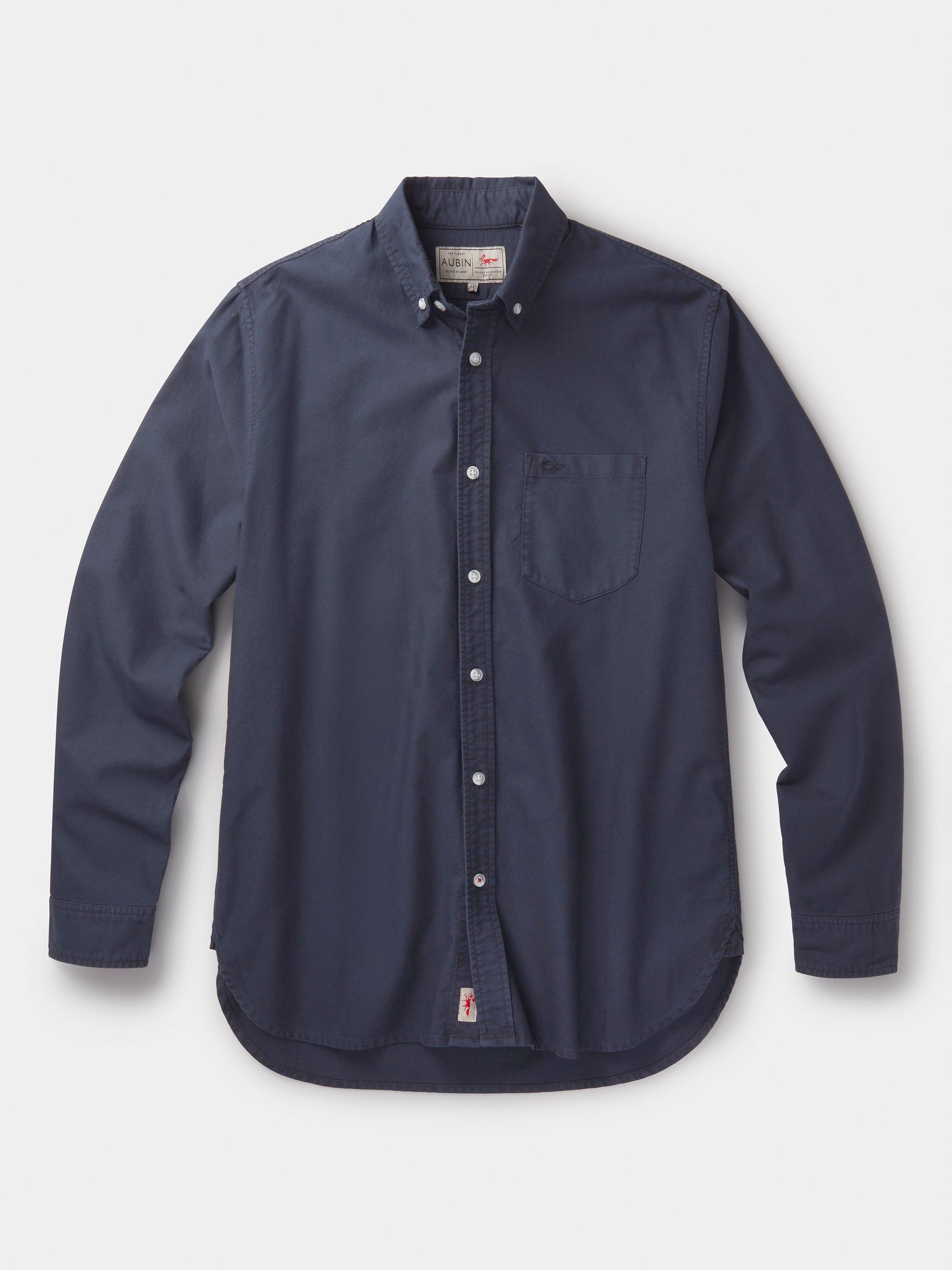 Product image 7 of 7, which shows Aubin Aldridge Oxford Cotton Button Down Shirt, Washed Navy, S