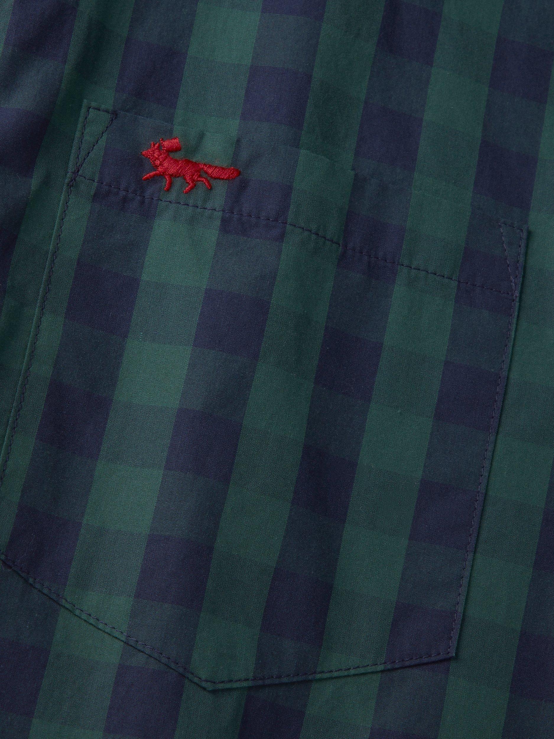 Product image 6 of 7, which shows Aubin Gladstone Cotton Poplin Shirt, Green/Navy Gingham, S