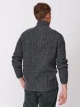 Aubin Farnham Lambswool Blend Button Neck Jumper, Charcoal