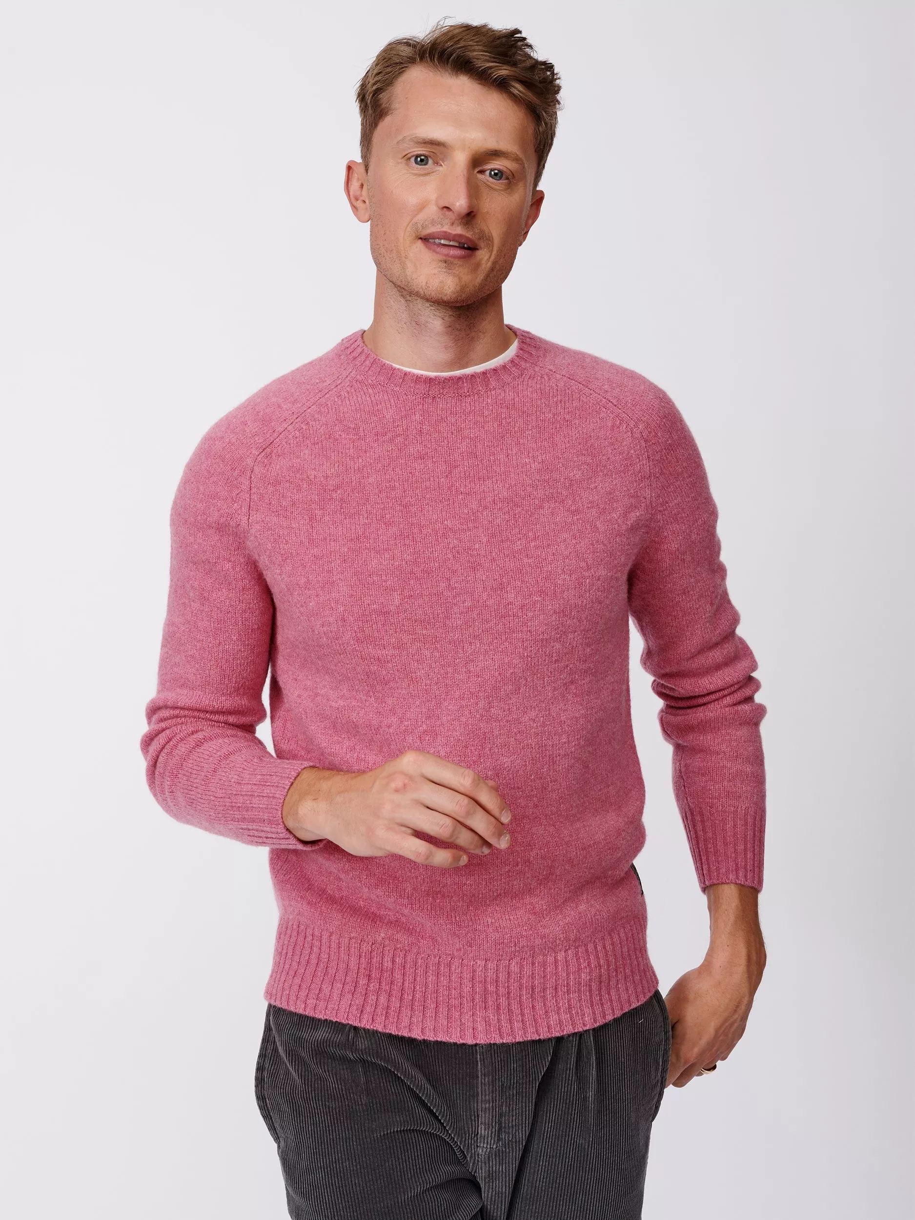 Mens pink crew neck jumper best sale