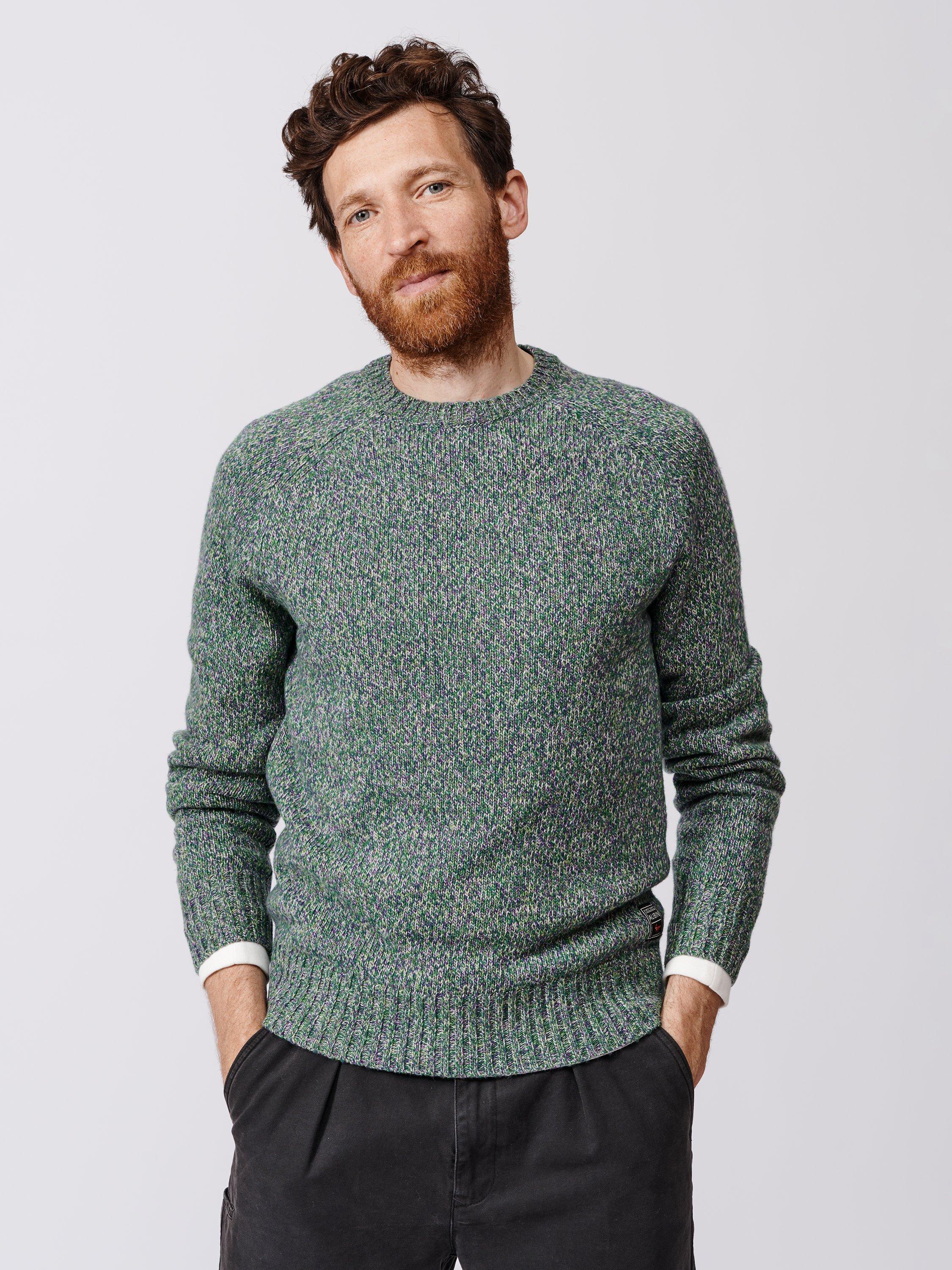 Product image 1 of 8, which shows Aubin Ripley Crew Neck Wool Blend Jumper, Green Twist, S