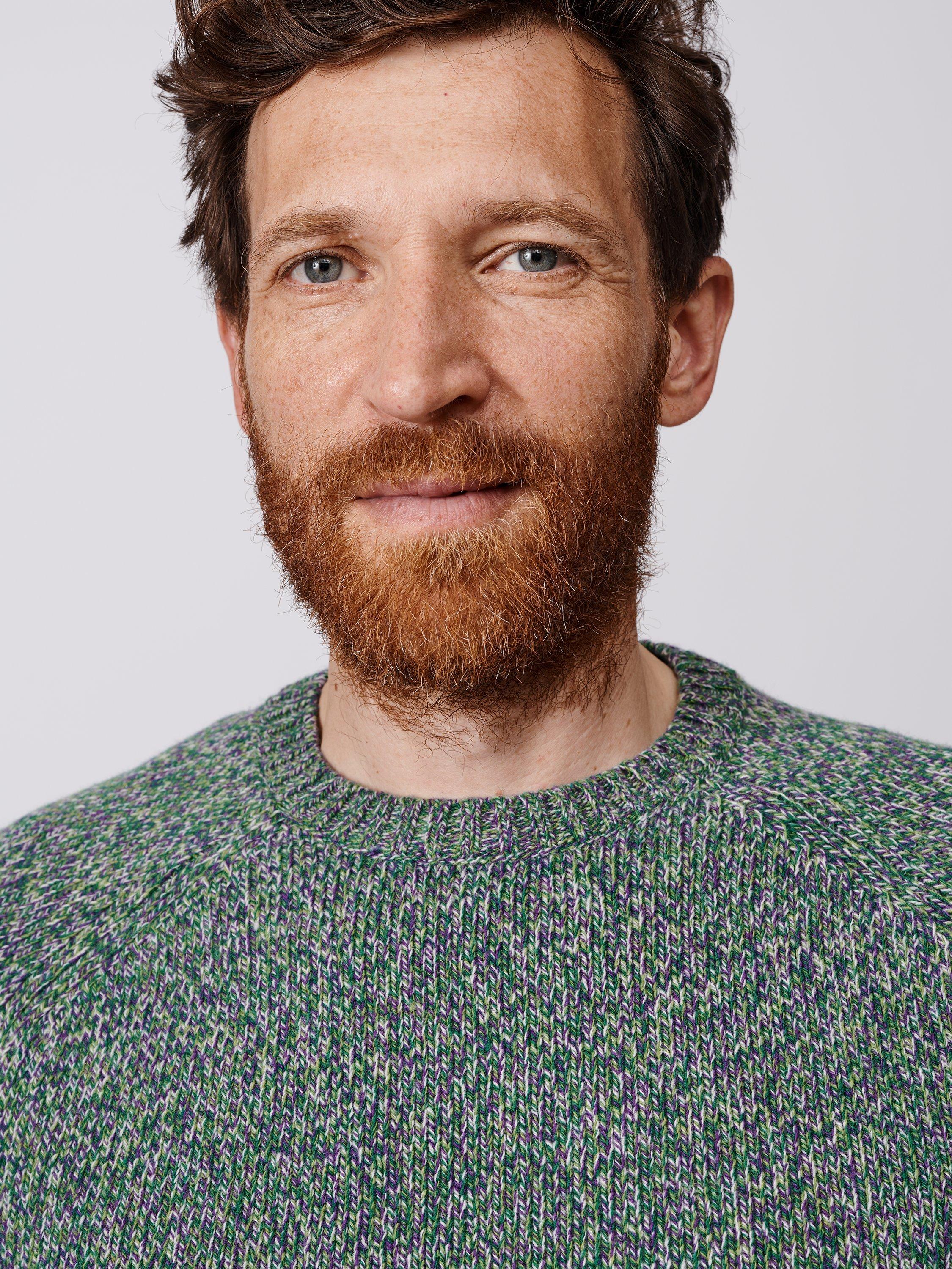 Product image 4 of 8, which shows Aubin Ripley Crew Neck Wool Blend Jumper, Green Twist, S