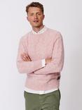 Aubin Woodhall Wool Crew Cable Knit Jumper, Pale Pink