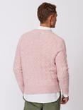 Aubin Woodhall Wool Crew Cable Knit Jumper, Pale Pink