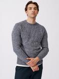 Aubin Ripley Crew Neck Wool Blend Jumper, Navy Twist