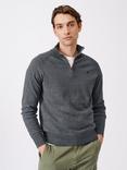 Aubin Bonby Zip Neck Cotton Jumper, Charcoal