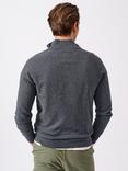 Aubin Bonby Zip Neck Cotton Jumper, Charcoal