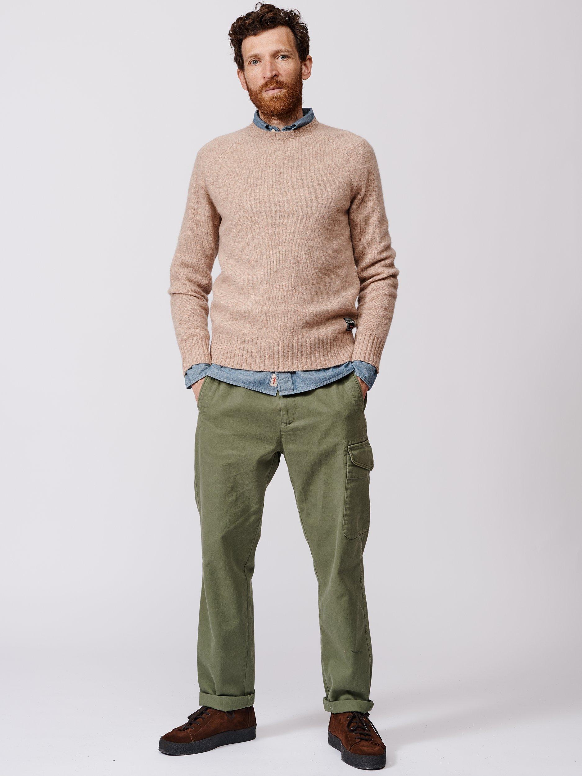 Product image 3 of 6, which shows Aubin Prestwick Wool Crew Jumper, Fawn, XL