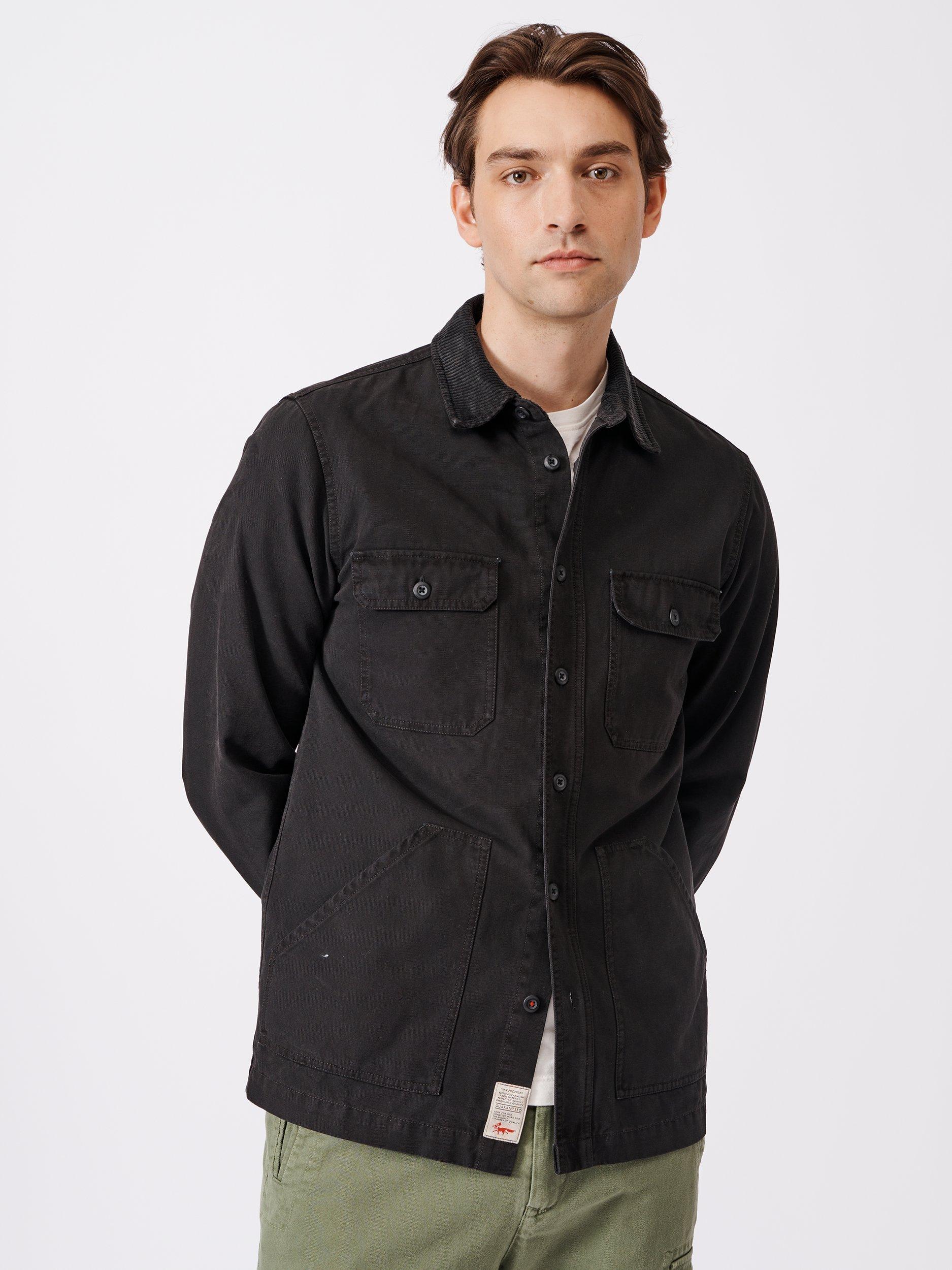 Product image 1 of 10, which shows Aubin Hackthorn Canvas Cotton Shirt, Washed Black, M