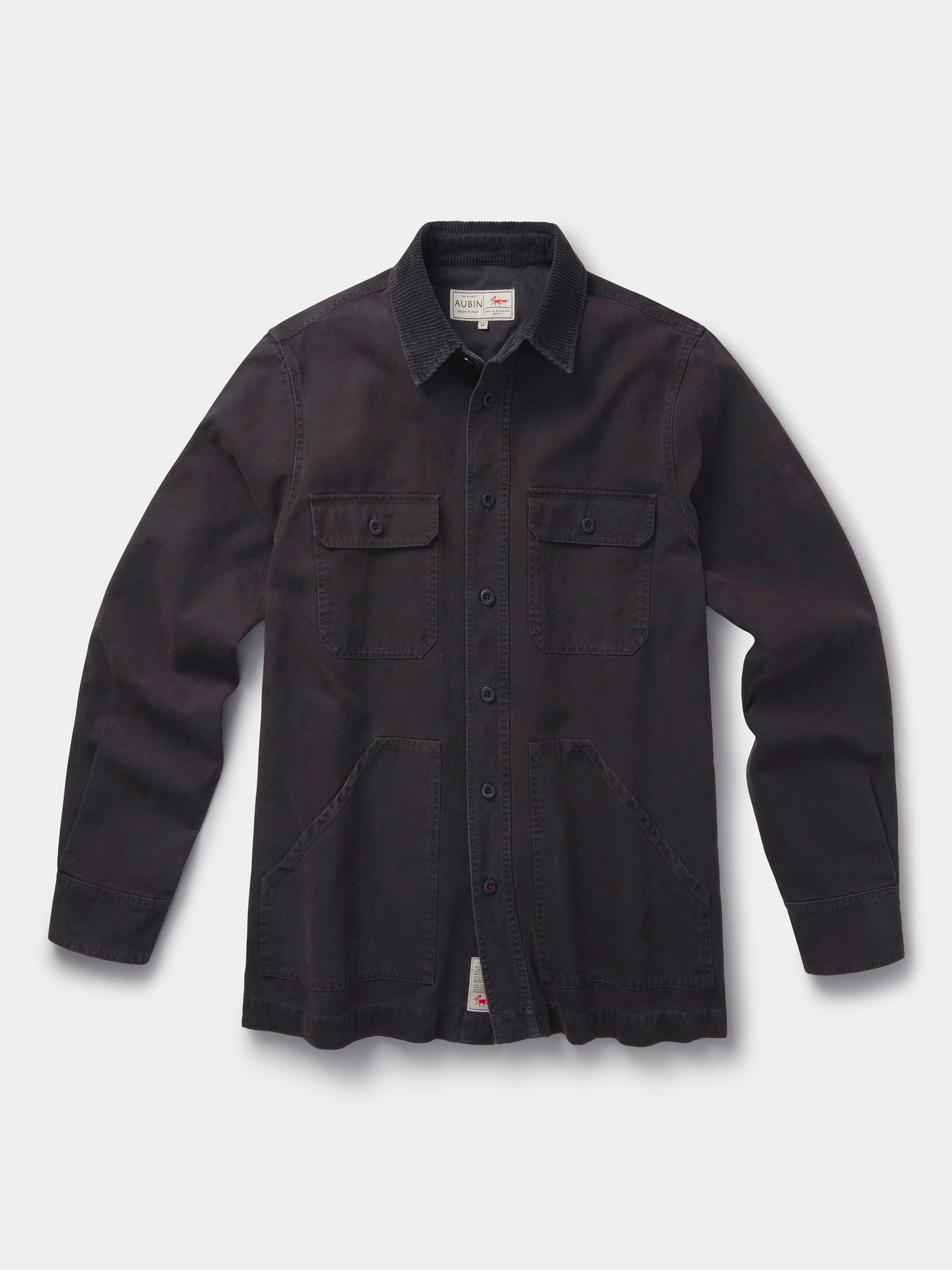 Product image 10 of 10, which shows Aubin Hackthorn Canvas Cotton Shirt, Washed Black, M