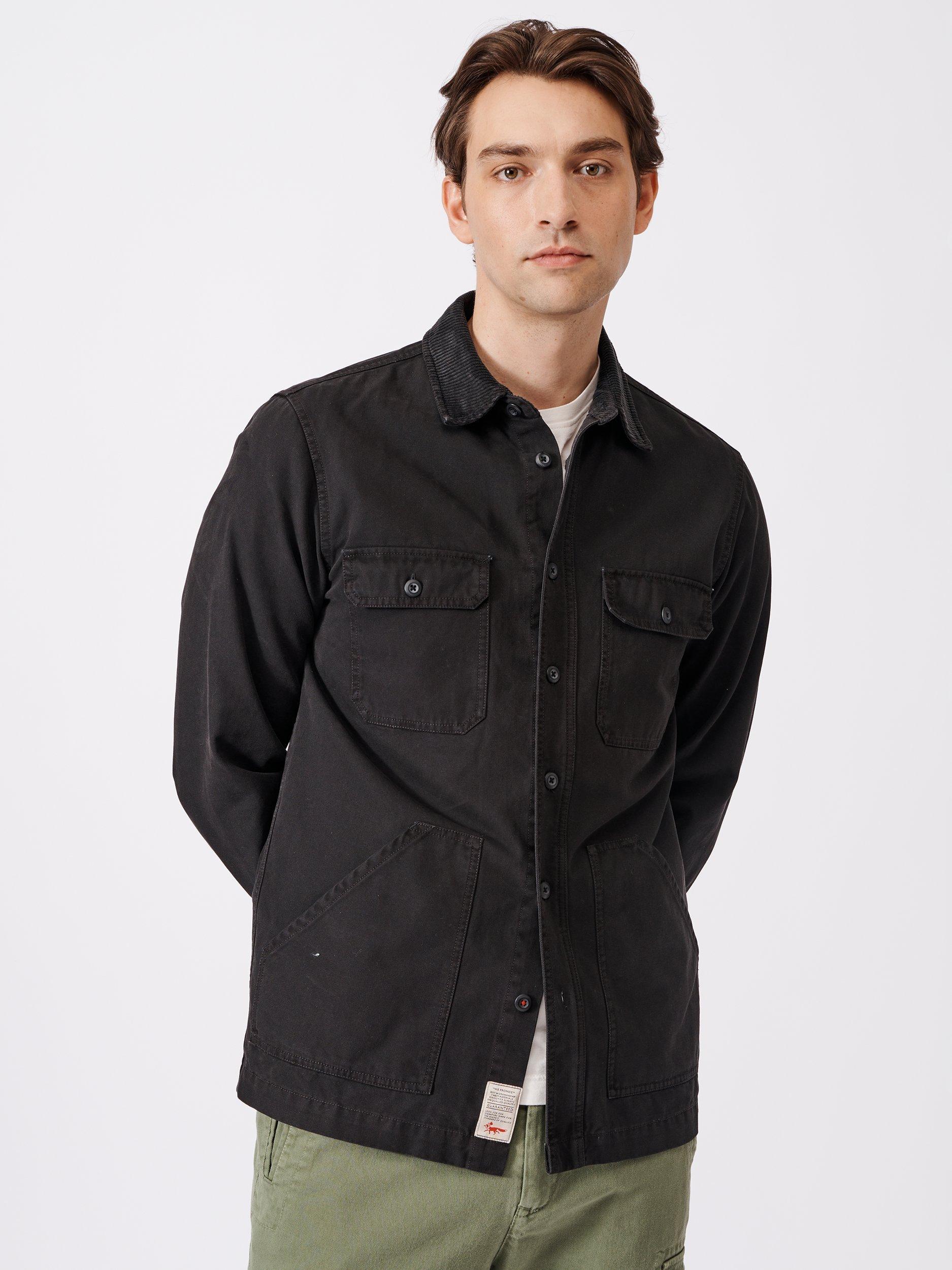Product image 3 of 10, which shows Aubin Hackthorn Canvas Cotton Shirt, Washed Black, M