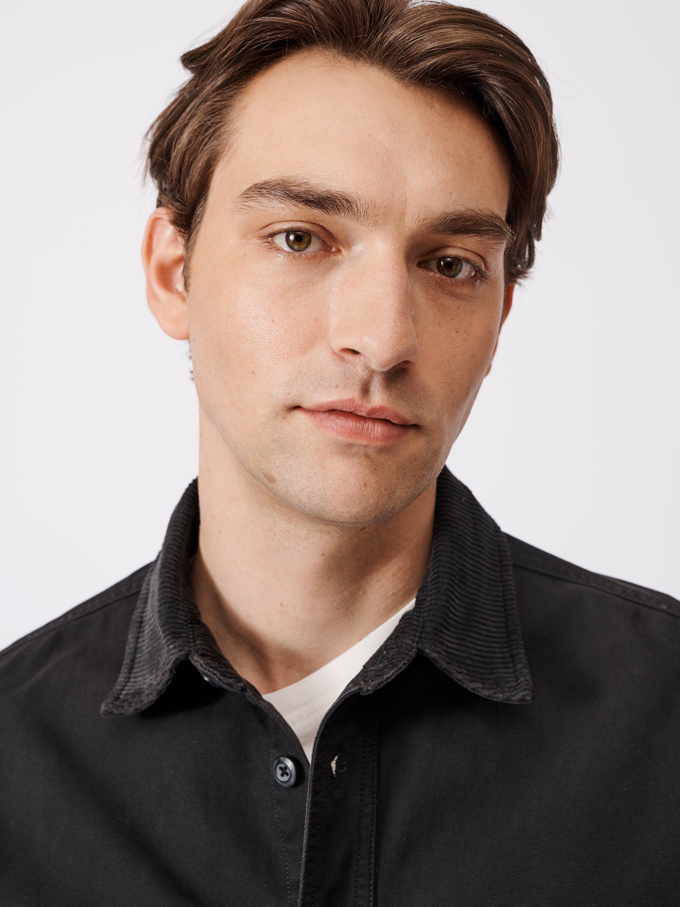 Product image 4 of 10, which shows Aubin Hackthorn Canvas Cotton Shirt, Washed Black, M