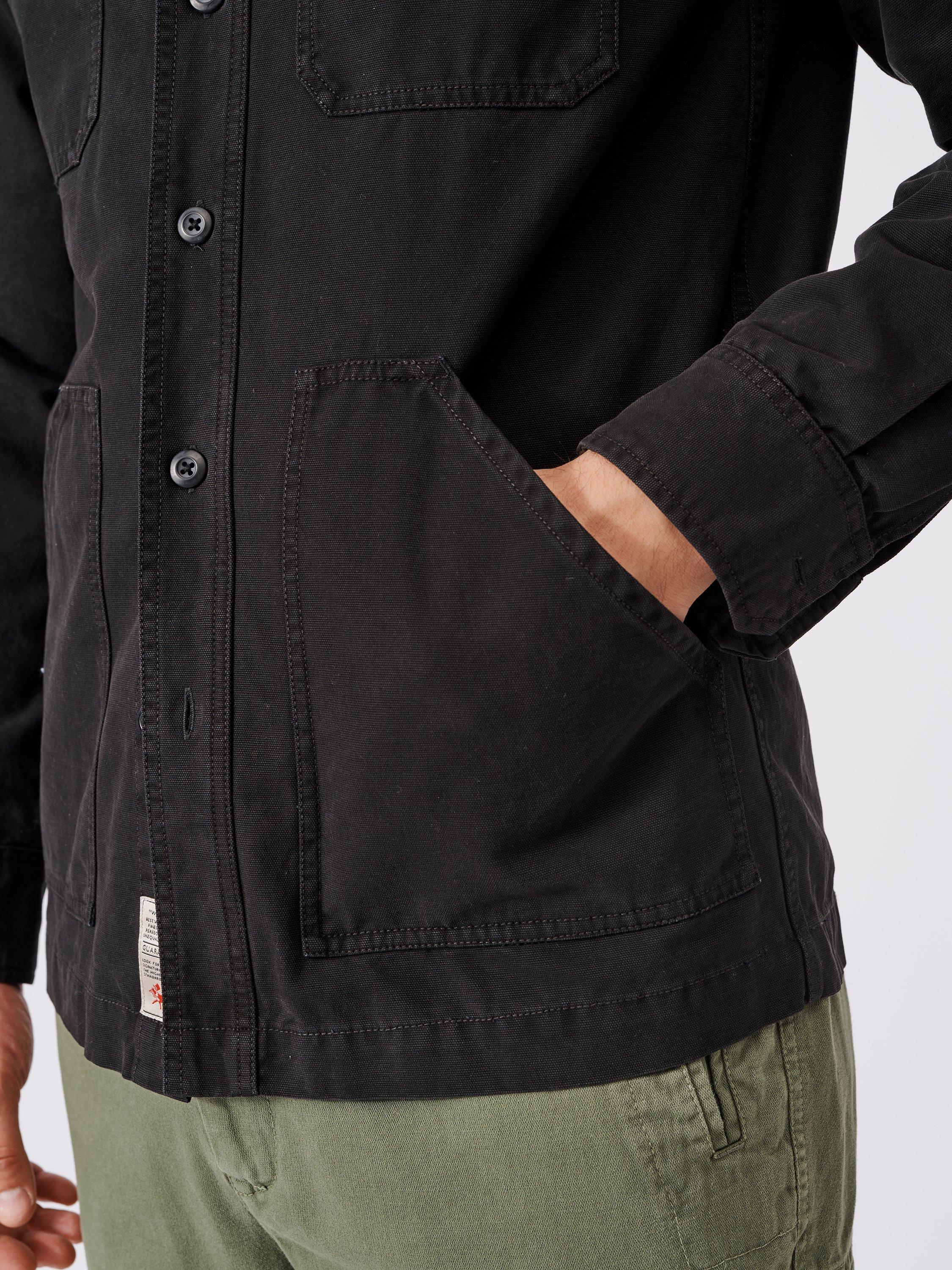 Product image 5 of 10, which shows Aubin Hackthorn Canvas Cotton Shirt, Washed Black, M