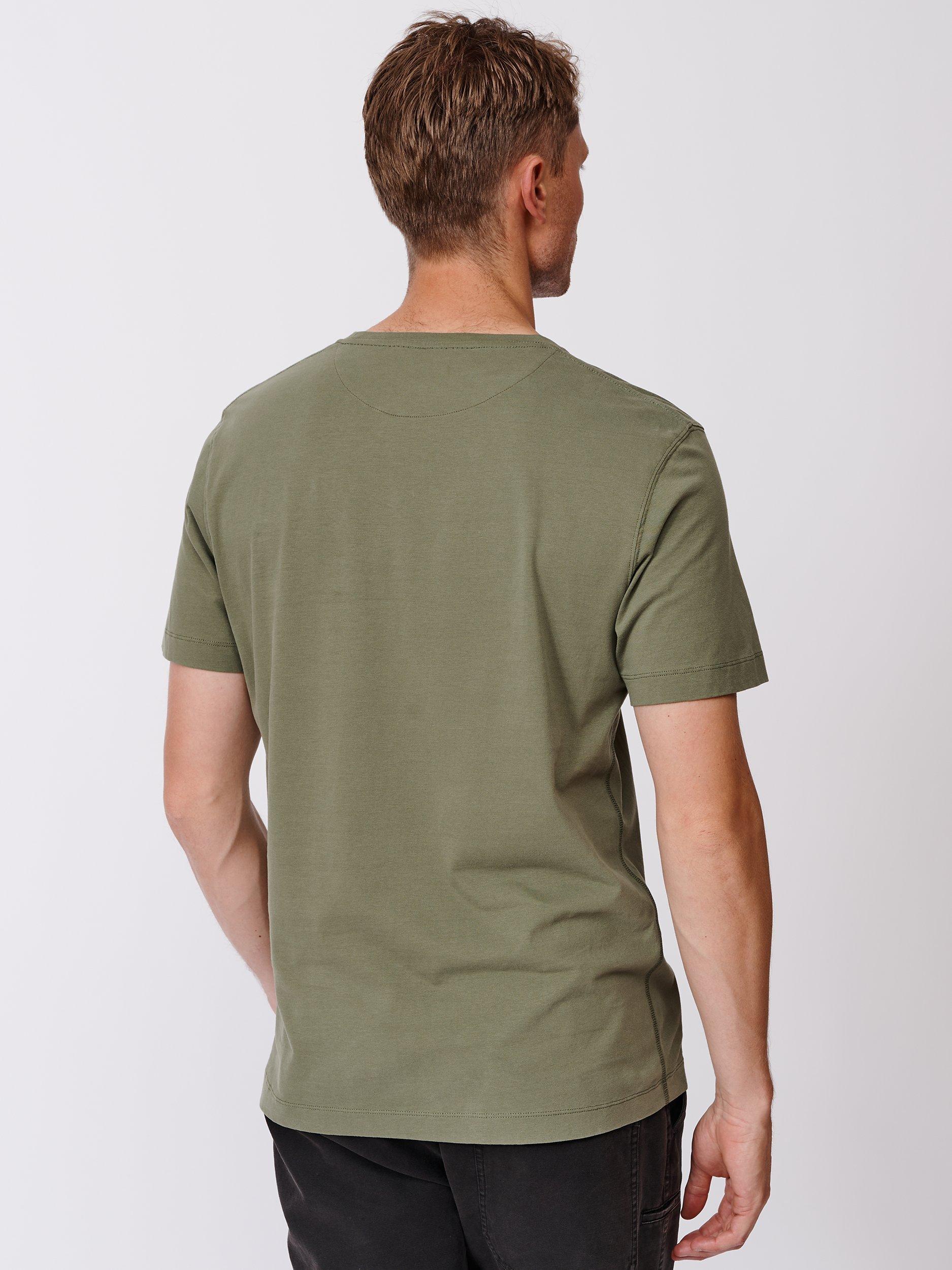 Product image 2 of 5, which shows Aubin Logo Cotton T-shirt, Khaki, XS