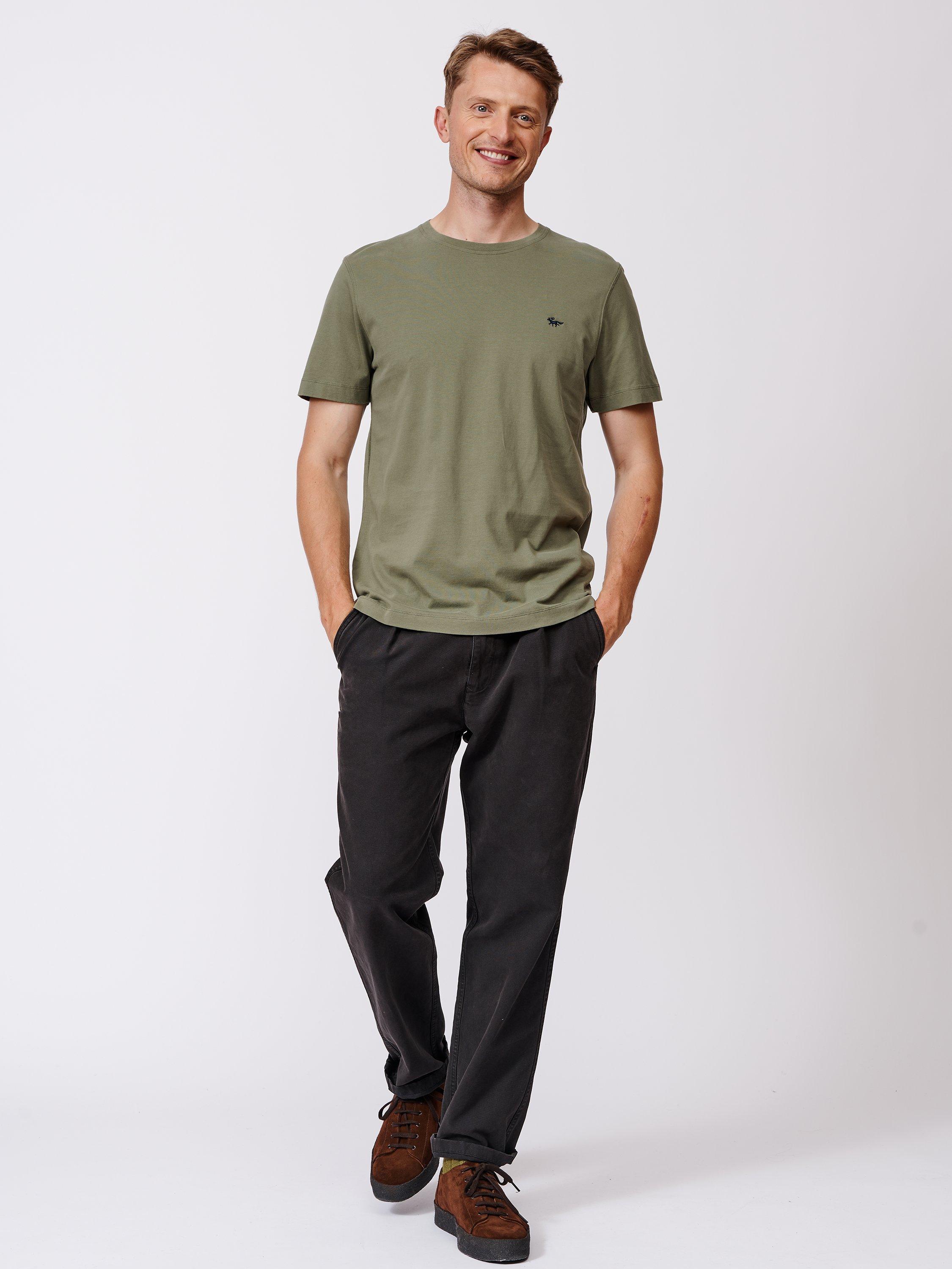 Product image 3 of 5, which shows Aubin Logo Cotton T-shirt, Khaki, XS