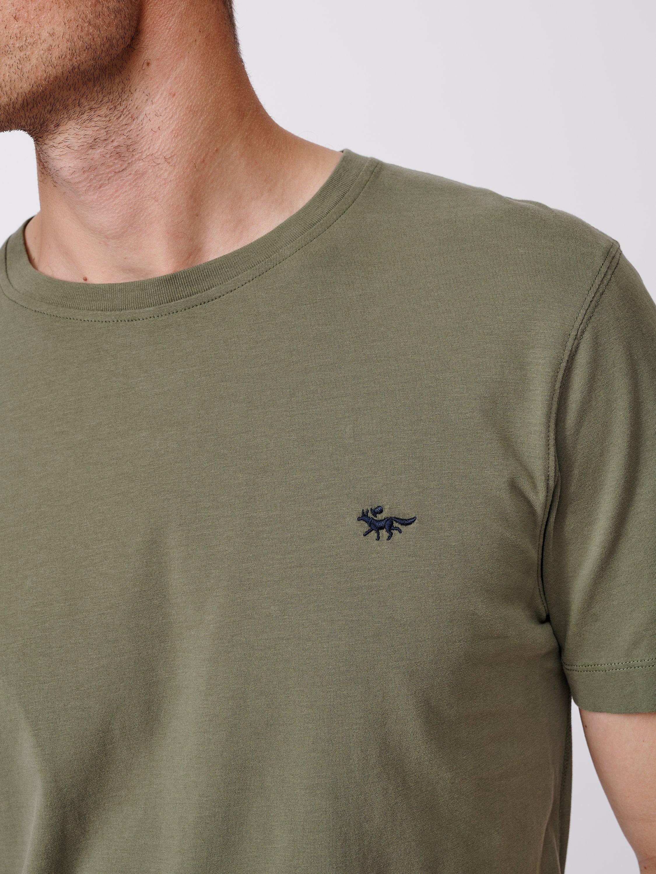 Product image 4 of 5, which shows Aubin Logo Cotton T-shirt, Khaki, XS