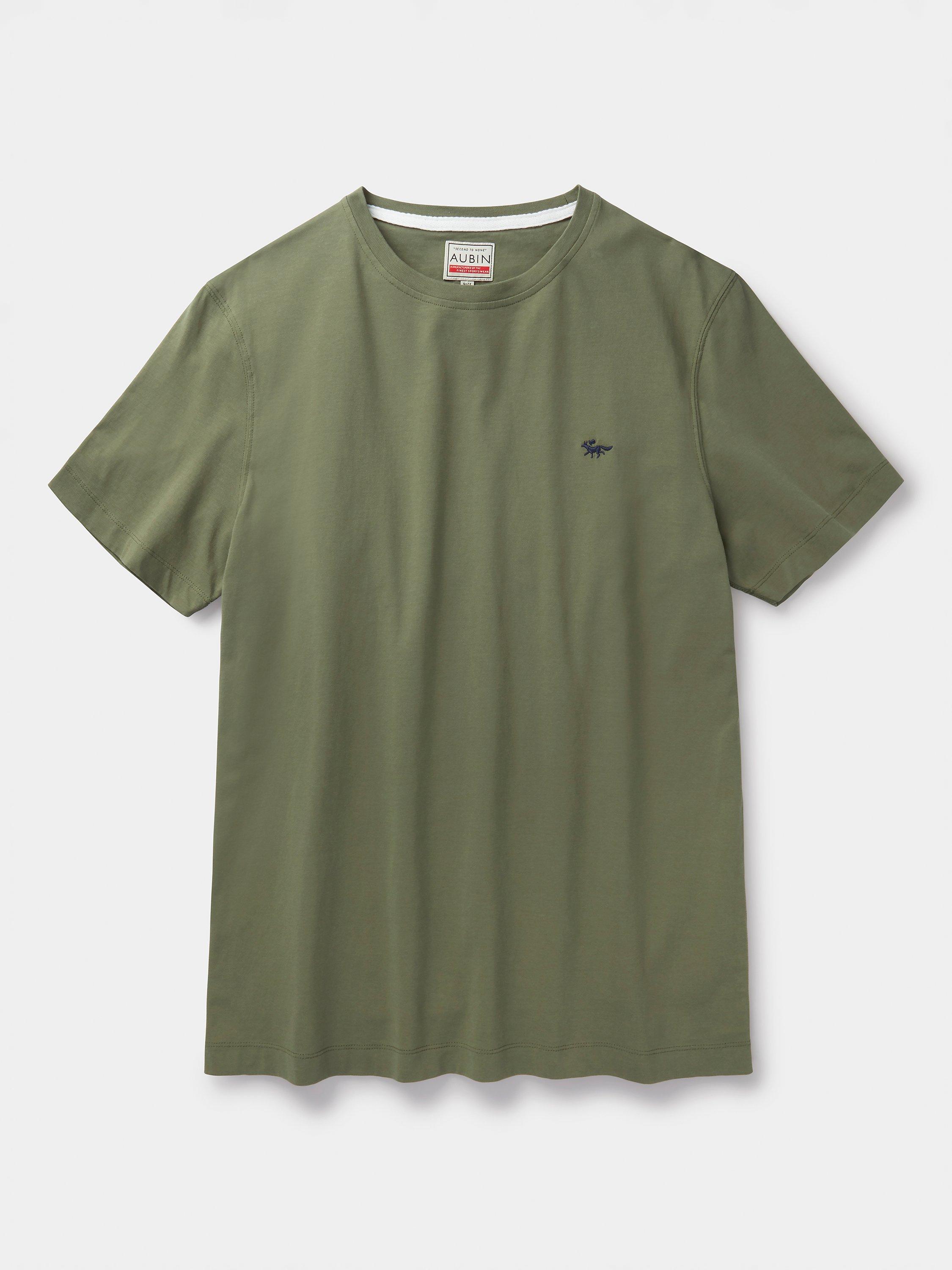Product image 5 of 5, which shows Aubin Logo Cotton T-shirt, Khaki, XS