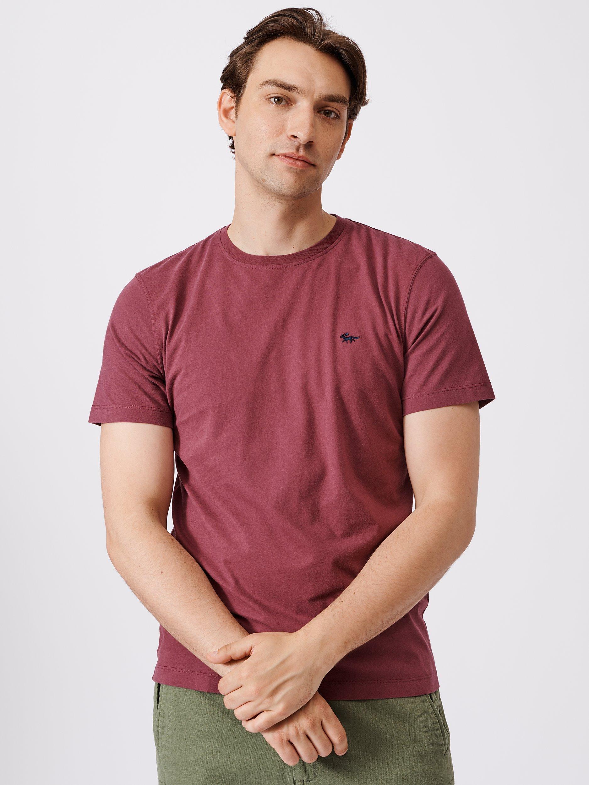 Aubin Logo Cotton T-shirt, Maroon, XS