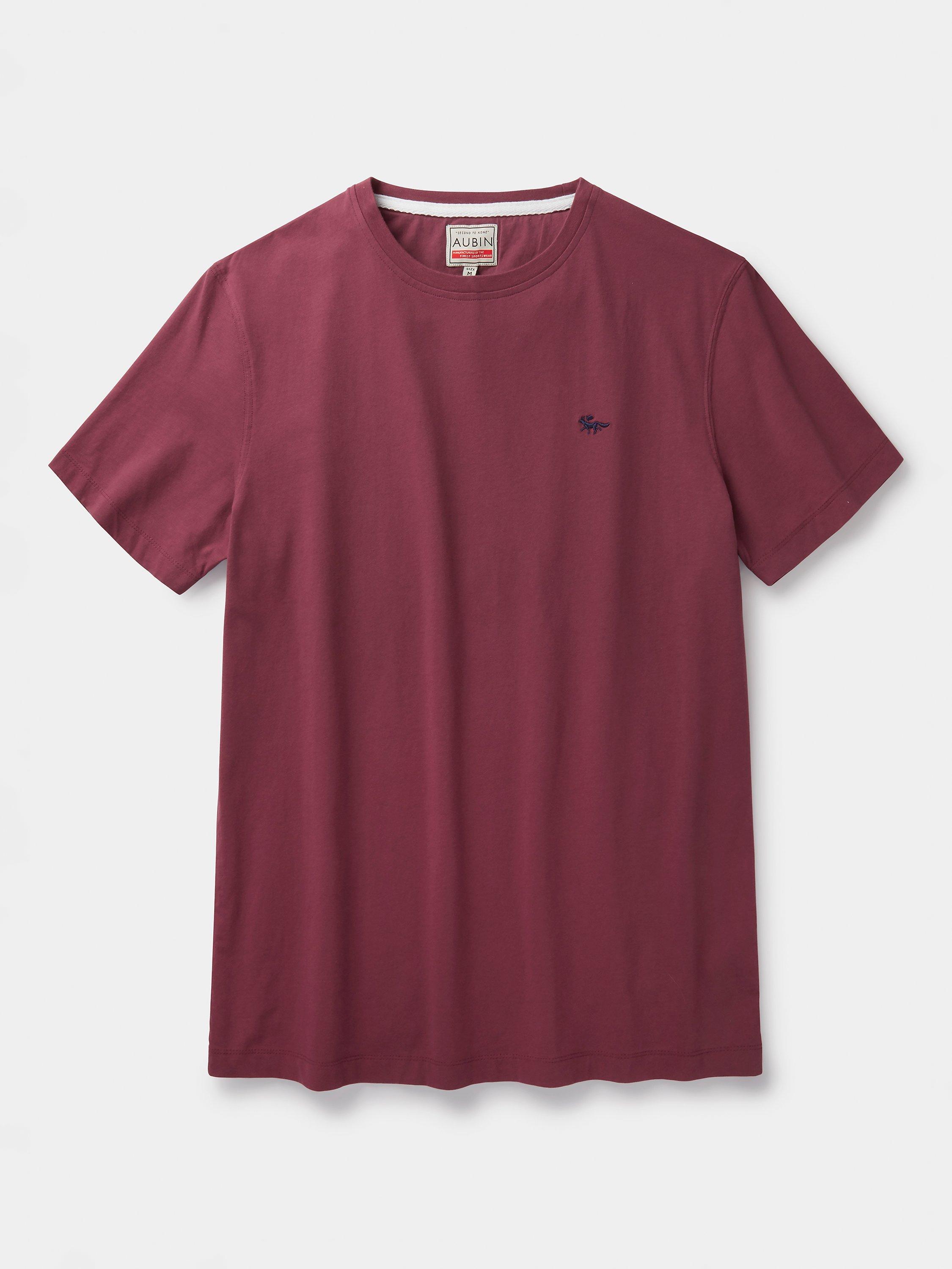 Aubin Logo Cotton T-shirt, Maroon, XS