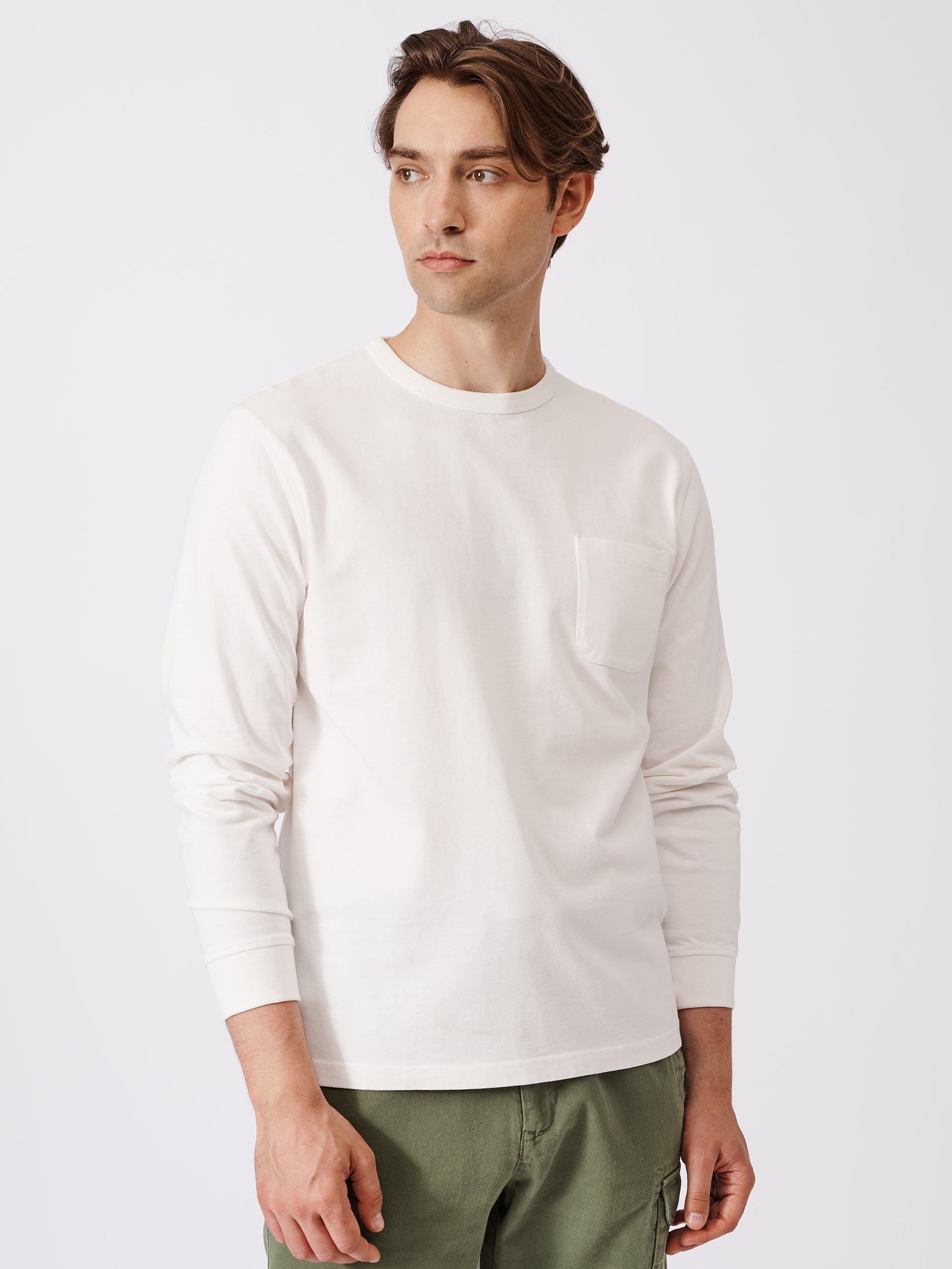 Product image 1 of 6, which shows Aubin George Long Sleeve T-Shirt, Chalk White, S