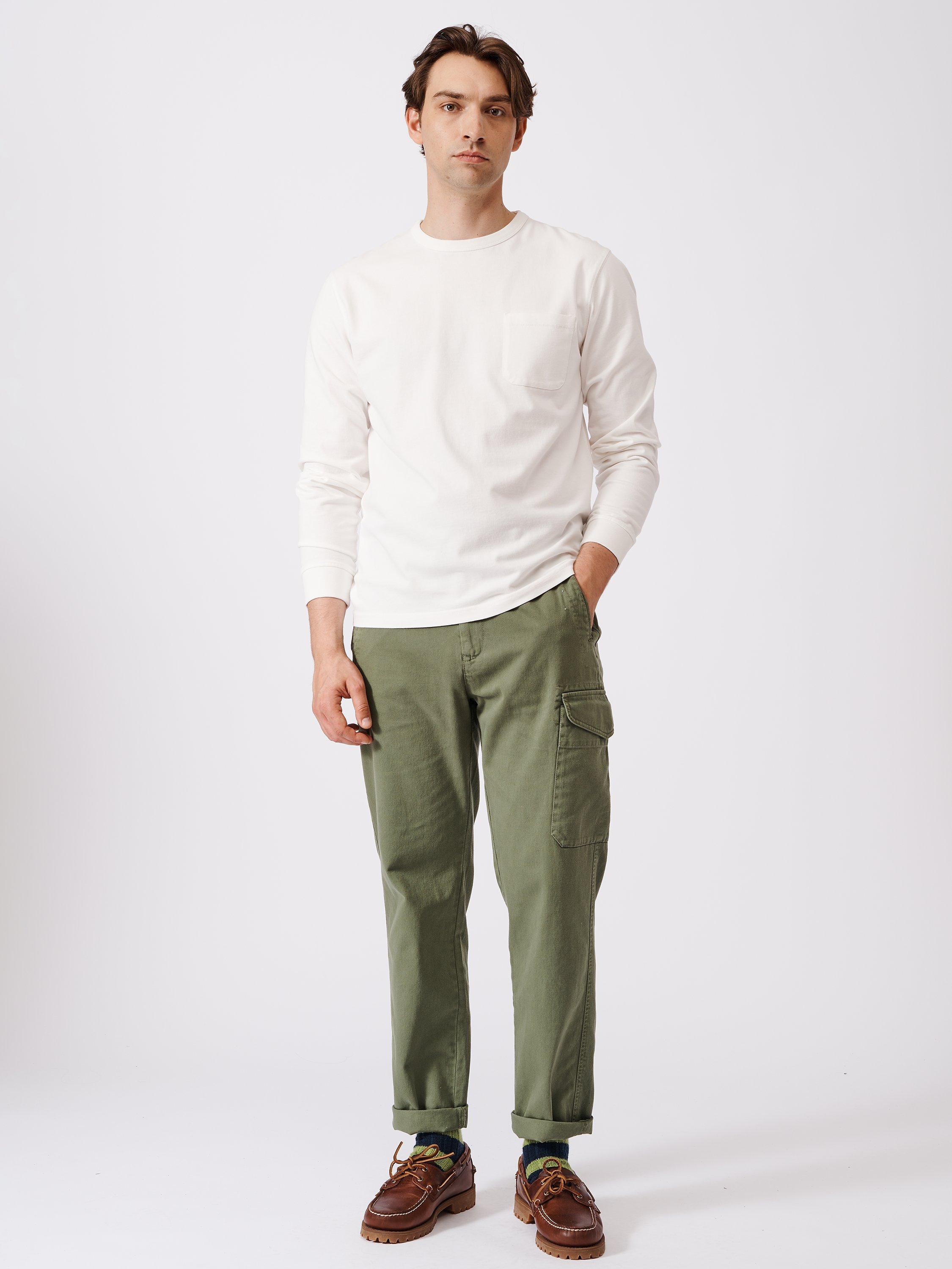 Product image 3 of 6, which shows Aubin George Long Sleeve T-Shirt, Chalk White, S