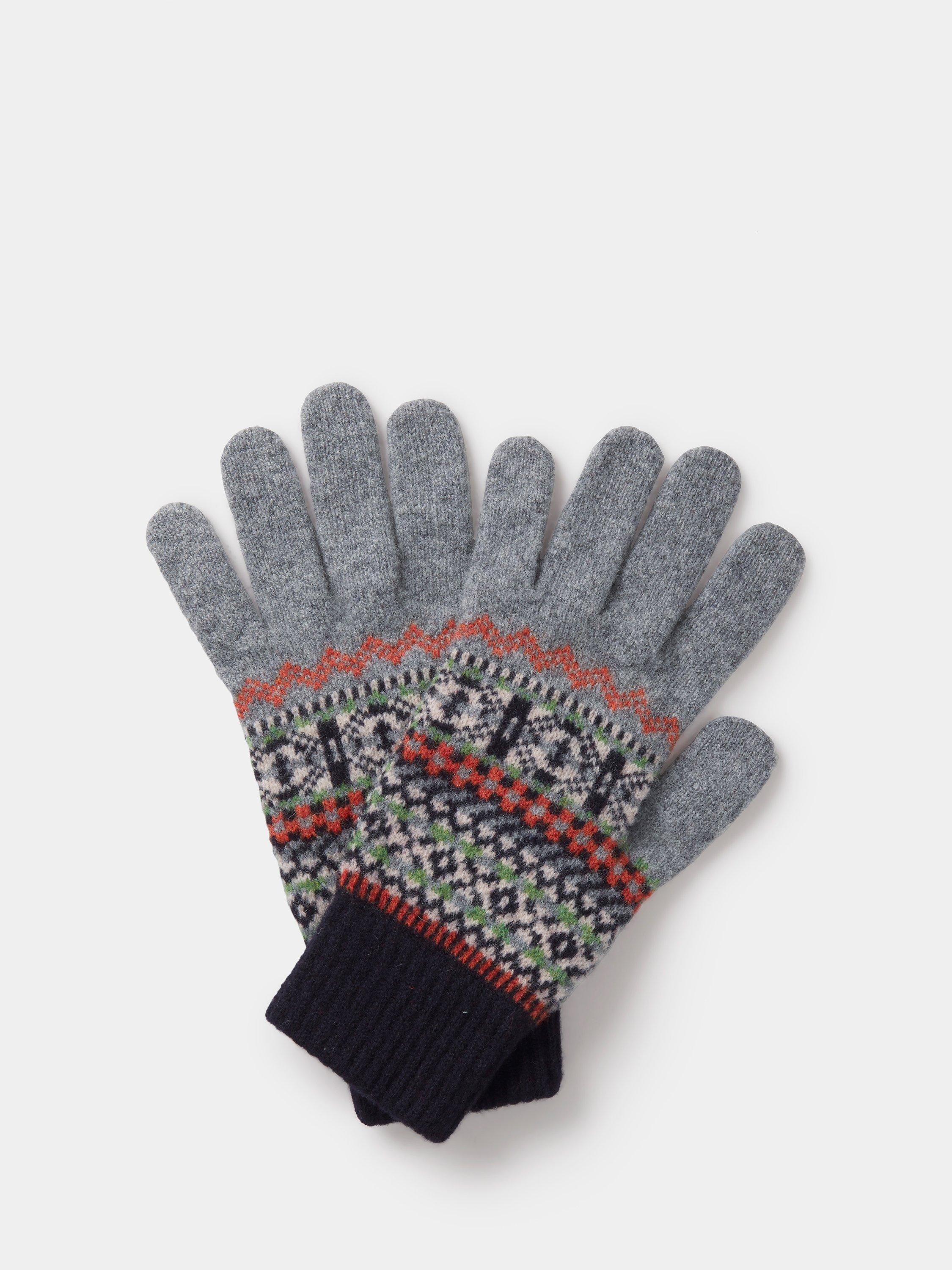 Aubin Carbridge Fair Isle Wool Gloves, One Size