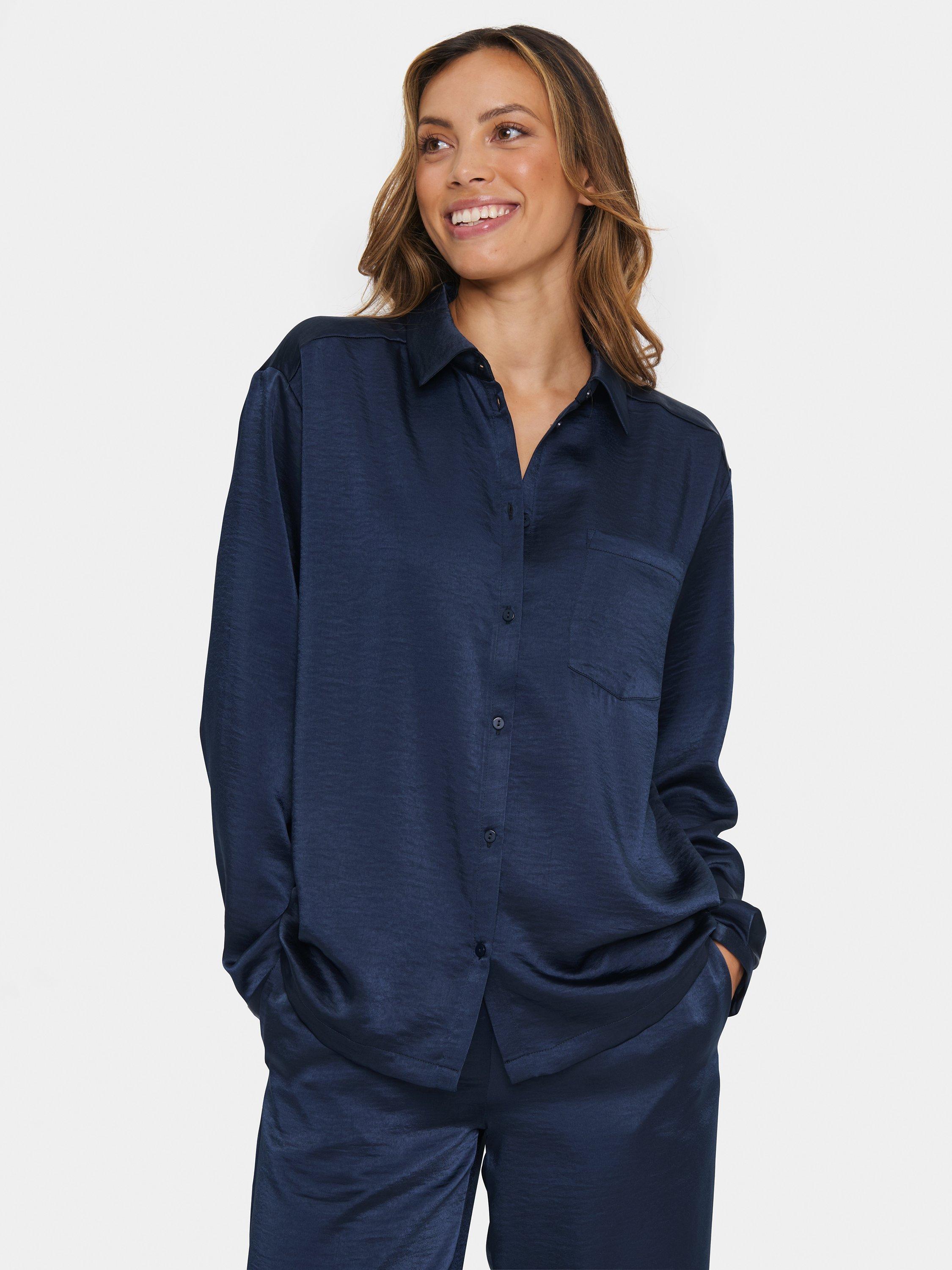 Saint Tropez Dinne Satin Shirt, Night Sky