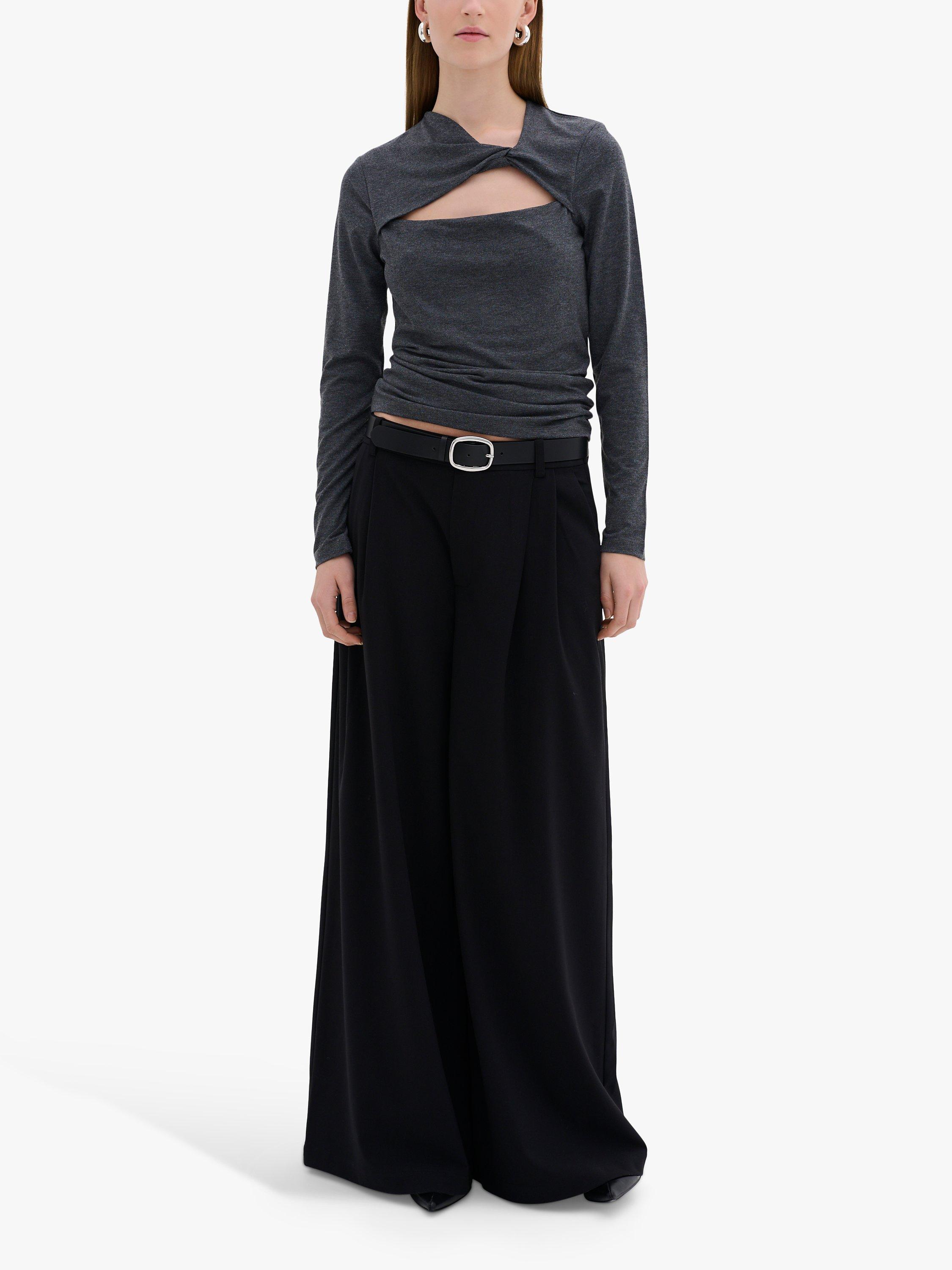 Product image 3 of 5, which shows MY ESSENTIAL WARDROBE Vigga Knot Detail Top, Dark Grey, XS