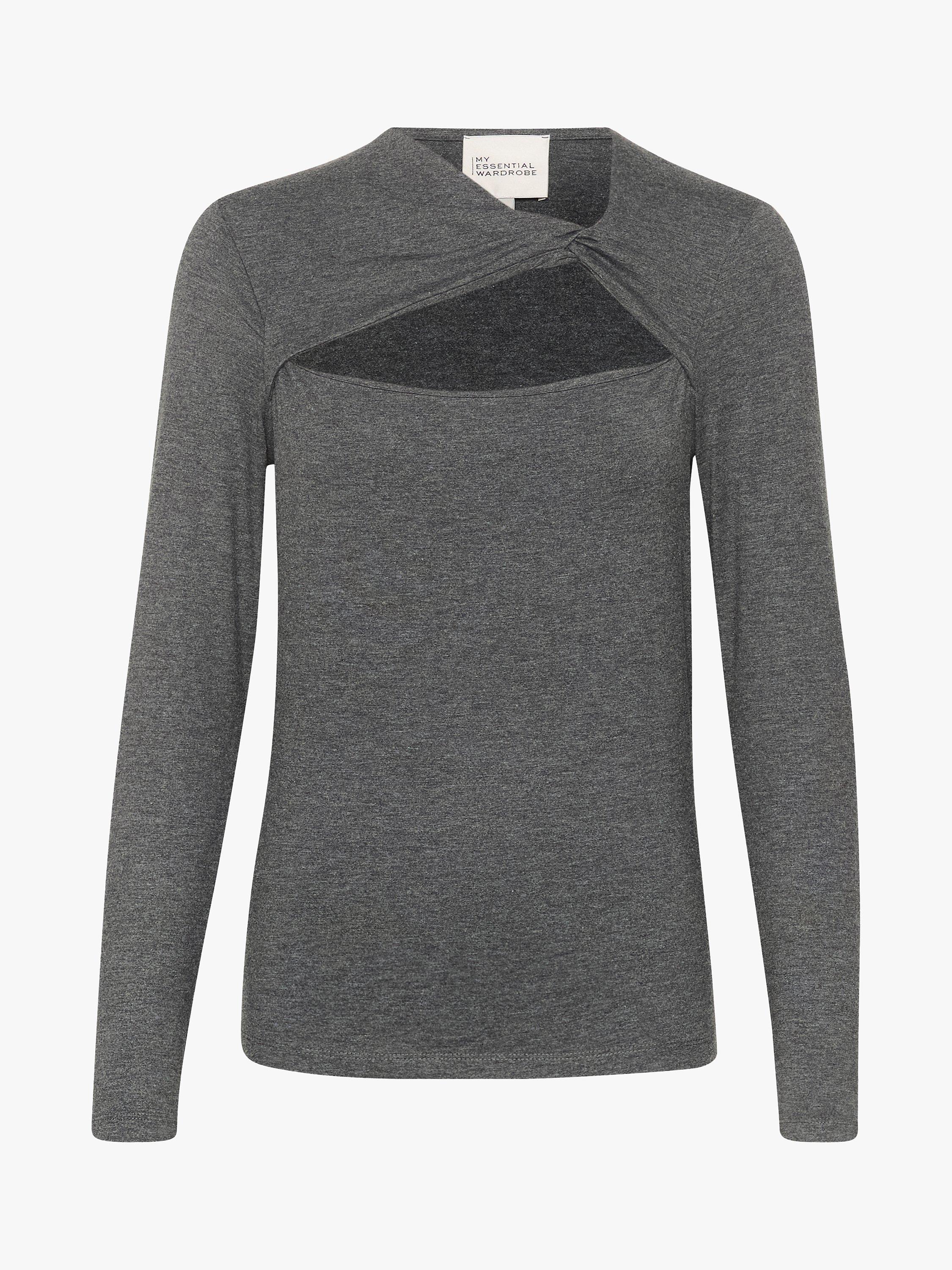Product image 4 of 5, which shows MY ESSENTIAL WARDROBE Vigga Knot Detail Top, Dark Grey, XS