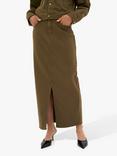 MY ESSENTIAL WARDROBE Lara Slit Maxi Skirt, Military Olive Wash