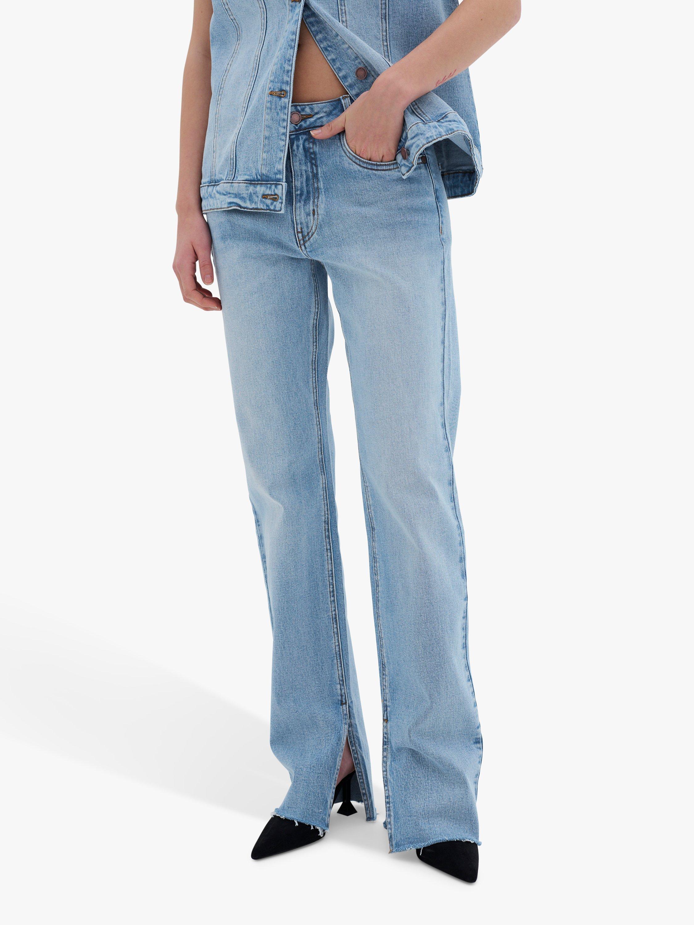 Product image 1 of 5, which shows MY ESSENTIAL WARDROBE Daisy Straight Leg Jeans, Light Blue Wash, 27R