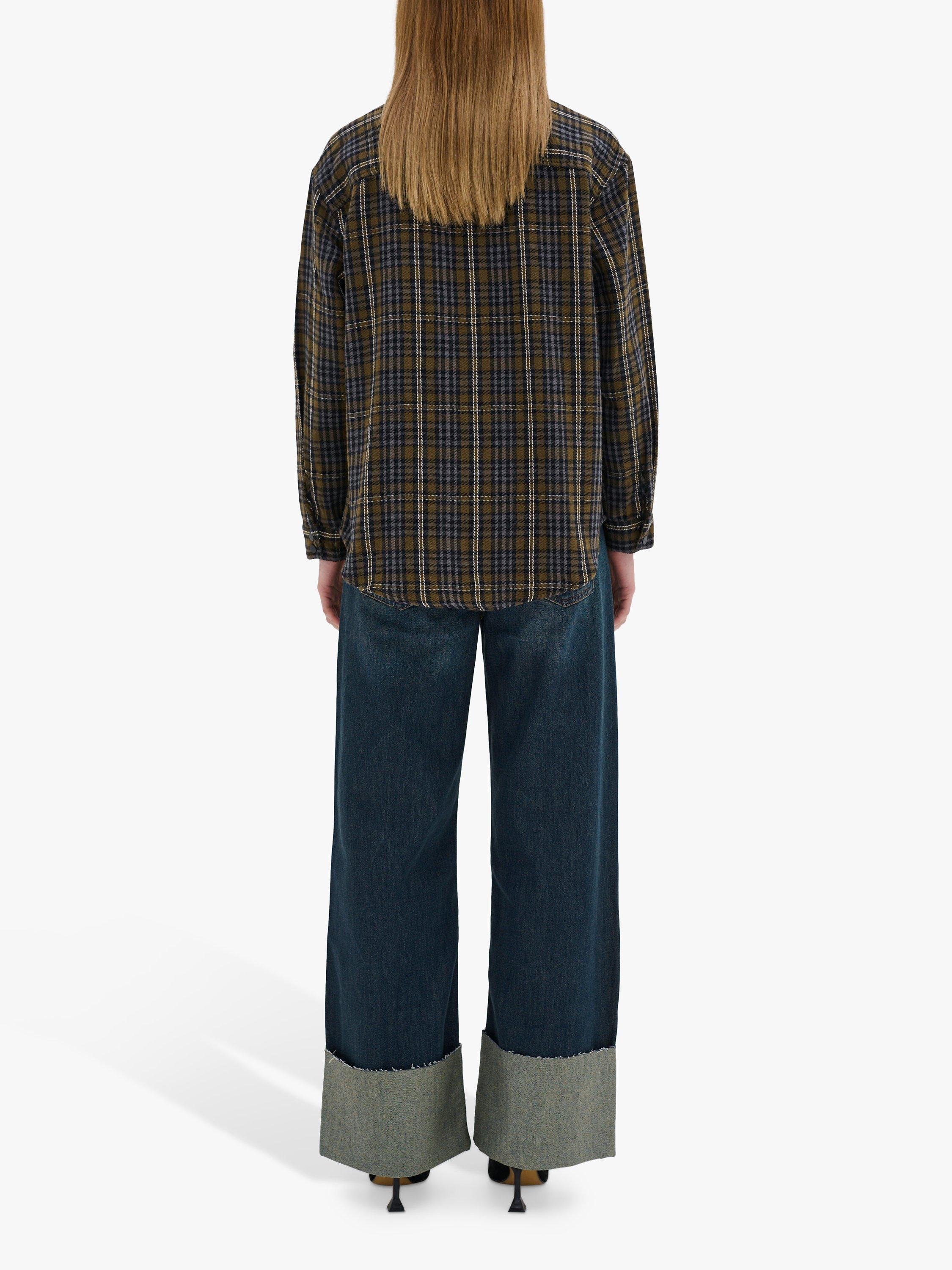 Product image 2 of 5, which shows MY ESSENTIAL WARDROBE Jean Check Shirt, Military Olive, 8