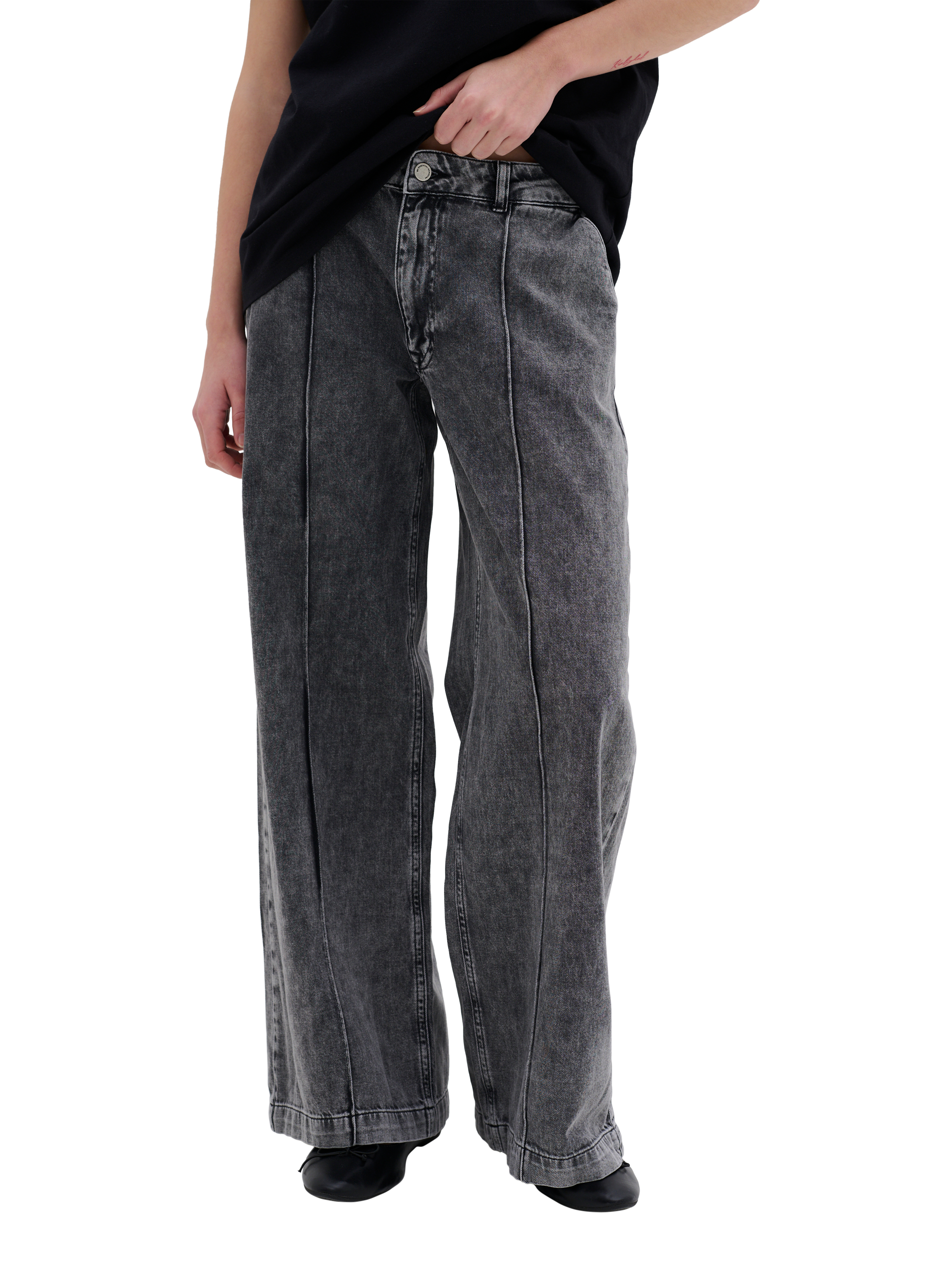 MY ESSENTIAL WARDROBE Malo Wide Leg Jeans, Washed Grey