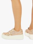 Dune Evangelyn Embellished Flatform Trainers, Rose Gold