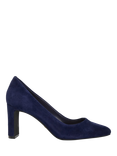Dune London Arriving Suede Block Heel Court Shoes, Navy