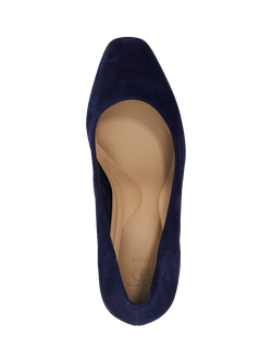 Dune London Arriving Suede Block Heel Court Shoes - view 2, Navy