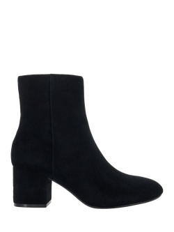 Dune London Ottack 2 Suede Side Zip Block Heel Ankle Boots, Black